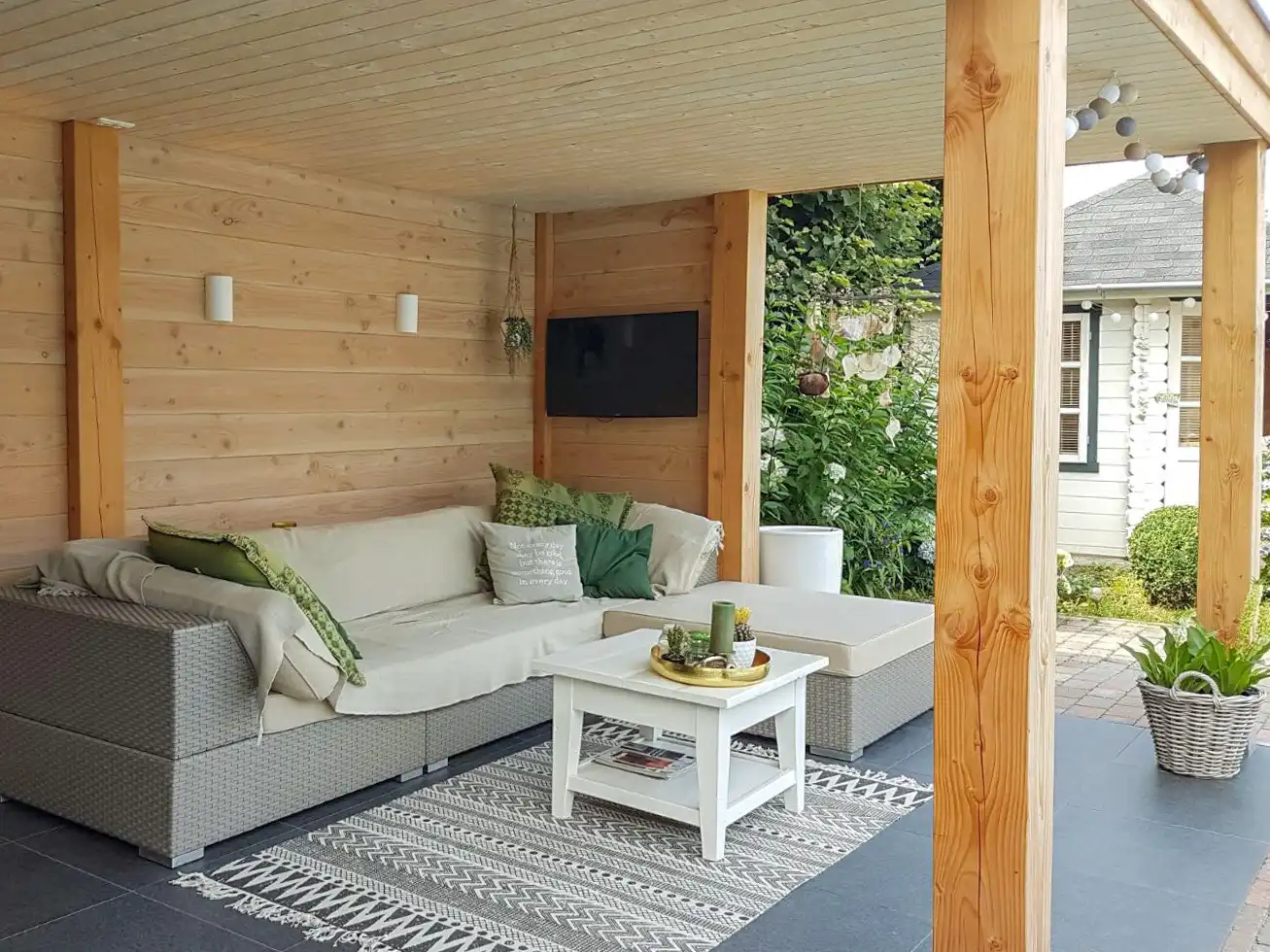 Tuinoverkapping met openhaard